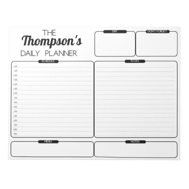 Personalized Family Daily Planner Notepad (Front)