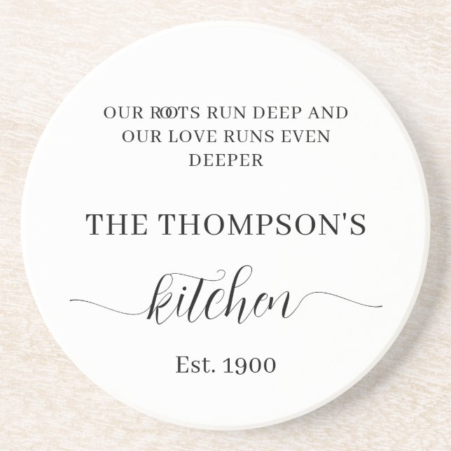 Personalized Family Deep Root and Love Kitchen Coaster (Front)