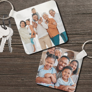 Personalized Family Double Sided Two Photo Keychain
