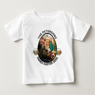 Personalized Family Easter Photo Egg Basket Baby T-Shirt