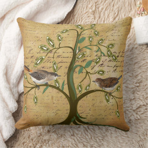 Personalized Family Established Date and Birds Throw Pillow