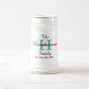 Personalized Family Established - Name & Initial - Beer Stein