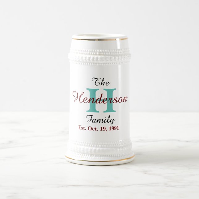Personalized Family Established - Name & Initial - Beer Stein (Center)