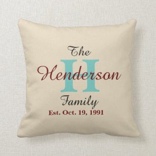 Personalized Family Established - Name & Initial - Throw Pillow