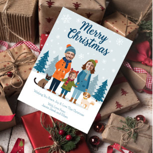 Personalized Family Faces Christmas Custom Photo Holiday Postcard