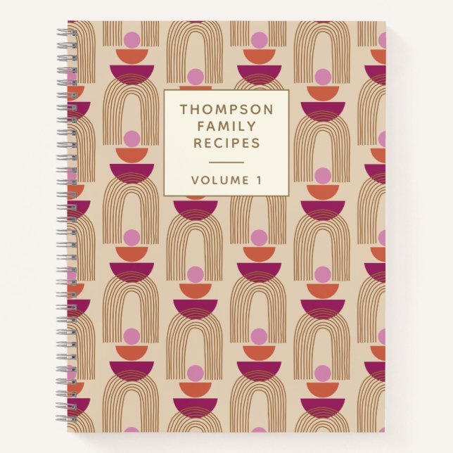 Personalized Family Favourite Recipes Retro Earthy Notebook (Front)