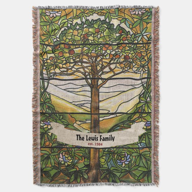 Personalized Family Fruity Tree Throw Blanket (Front Vertical)