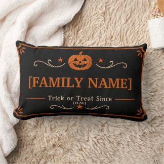 Personalized Family Halloween Welcome Lumbar Pillow