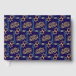 Personalized Family HAPPY HANUKKAH Chanukah Guest Book<br><div class="desc">Stylish Personalized HAPPY HANUKKAH Chanukah Guest Book , with CUSTOMIZABLE TEXT, especially designed with the Star of David, corner embroidery and descriptive typography in an overlapping tiled pattern against a rich blue background. The text on the spine is CUSTOMIZABLE so you can add your personalized message, eg. your name, family...</div>