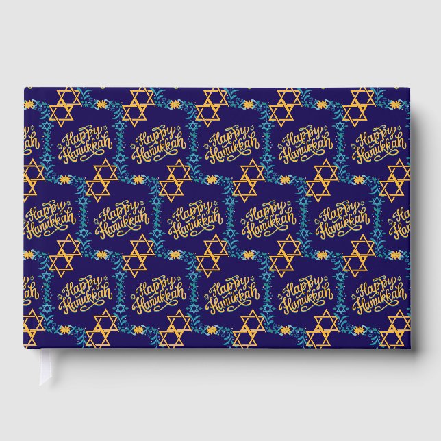 Personalized Family HAPPY HANUKKAH Chanukah Guest Book (Front)