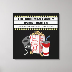 Personalized Family Home Movie Theatre Customized Canvas Print