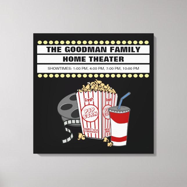 Personalized Family Home Movie Theatre Customized Canvas Print (Front)