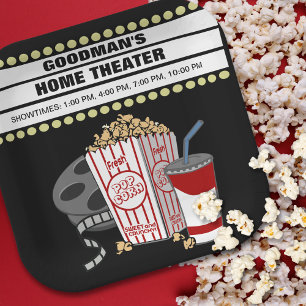 Personalized Family Home Movie Theatre Customized Paper Plate