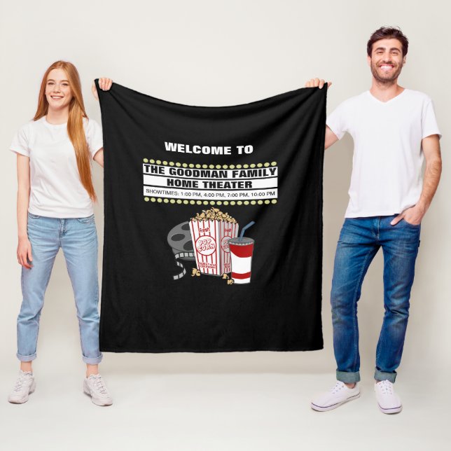 Personalized Family Home Movie Theatre Fleece Blanket (In Situ)