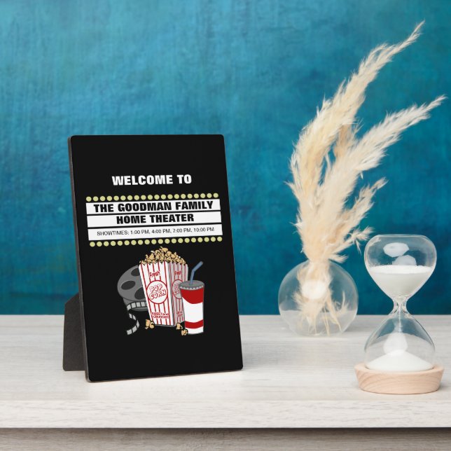 Personalized Family Home Movie Theatre Plaque (Side)