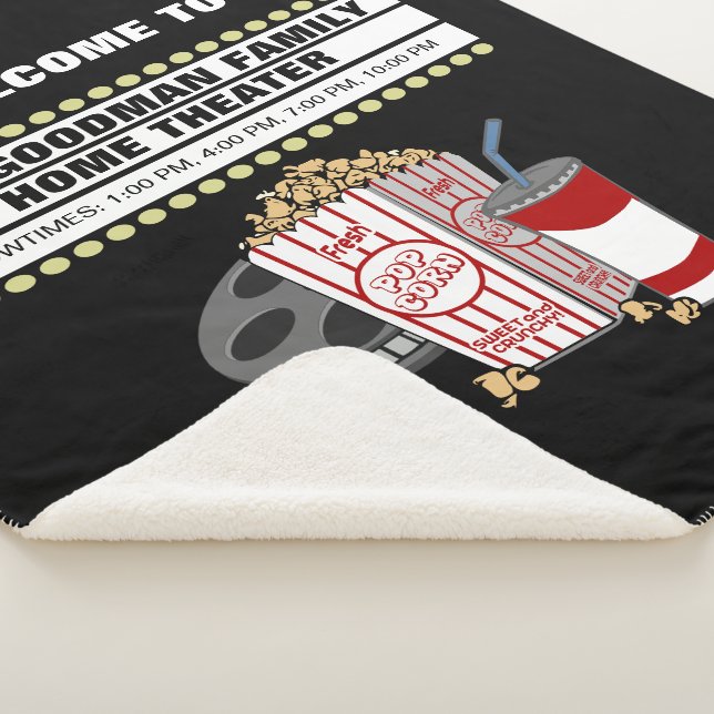 Personalized Family Home Movie Theatre Sherpa Blanket (3/4)