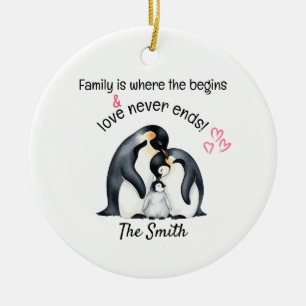 Personalized Family Is Where Love Never Ends Ceramic Ornament