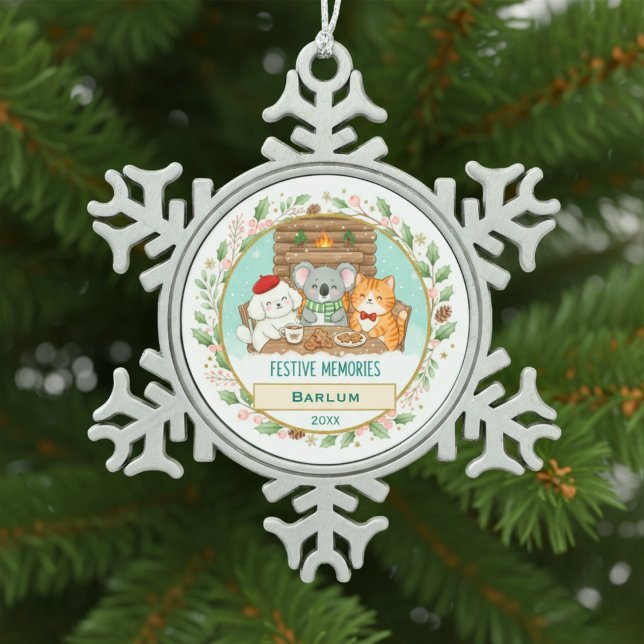Personalized Family Keepsake  Snowflake Pewter Christmas Ornament (Personalized Family Keepsake Snowflake Pewter Christmas Ornament)
