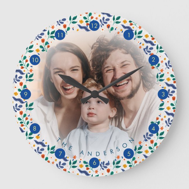 Personalized Family large photo collage memory Large Clock (Front)