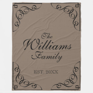 Personalized family last name beige fleece blanket