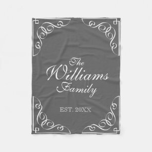 Personalized family last name grey fleece blanket