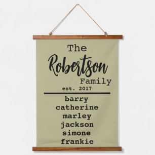 Personalized Family List of Names Typewriter Font Hanging Tapestry