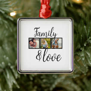 Personalized Family & Love Photo Collage Metal Ornament