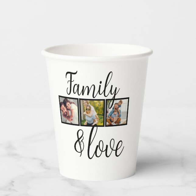 Personalized Family & Love Photo Collage Paper Cups (Front)