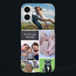 Personalized Family Memories Photo collage iPhone 16 Plus Case<br><div class="desc">Personalize this phone case for mom with her favourite photo. Fill the photo collage she can look at each day. Include photos of the kids,  pets,  spouse,  the whole family. Chalkboard block with customizable text "We love you mommy"</div>
