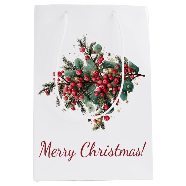 Personalized Family Merry Christmas Design Medium Gift Bag (Front)