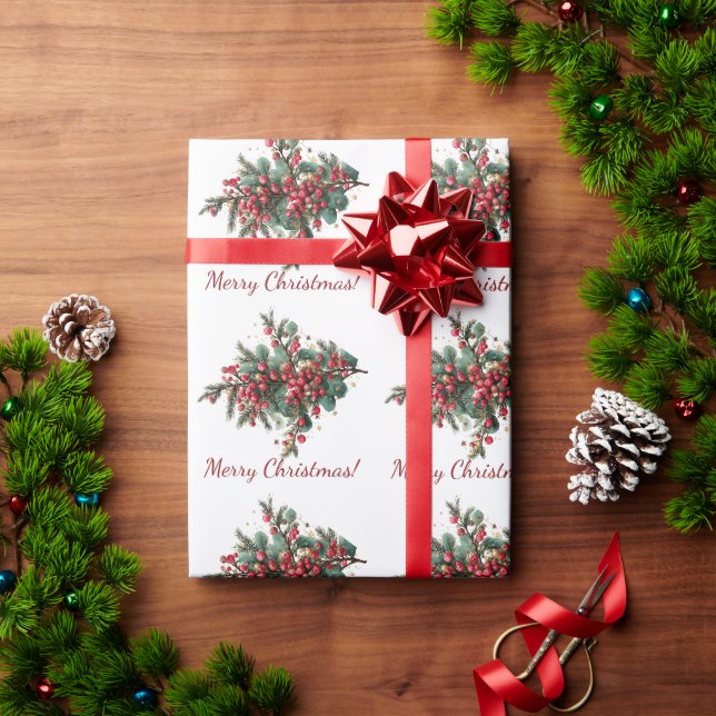 Personalized Family Merry Christmas Design Wrapping Paper (Holiday Gift)