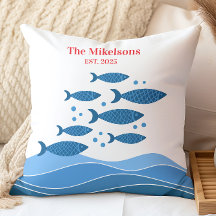 Personalized Family Modern Blue Coastal Fish