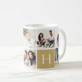 Personalized Family Monogram 9 Photo Collage Coffee Mug