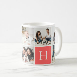 Personalized Family Monogram 9 Photo Collage Coffee Mug