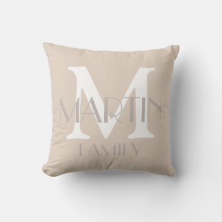 Personalized Family Monogram and Name Throw Pillow