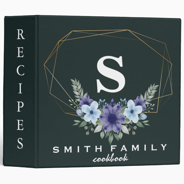 Personalized Family Monogram Bridal shower Recipe  Binder (Front/Spine)