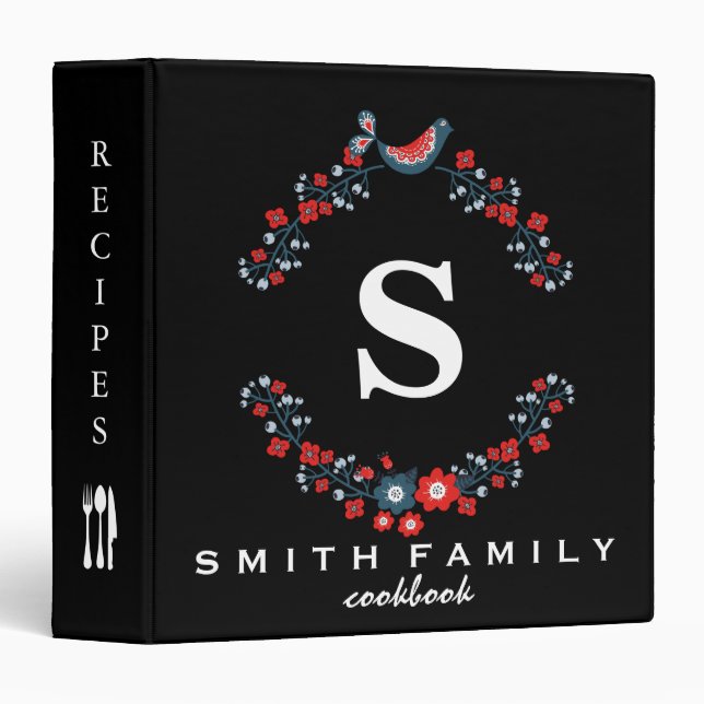 Personalized Family Monogram Bridal shower Recipe Binder (Front/Spine)