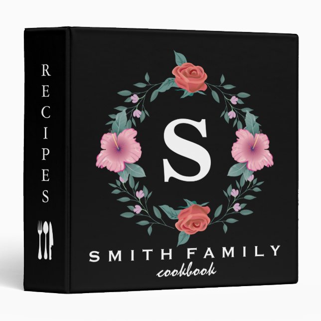 Personalized Family Monogram Bridal shower Recipe Binder (Front/Spine)