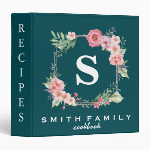 Personalized Family Monogram Bridal shower Recipe  Binder