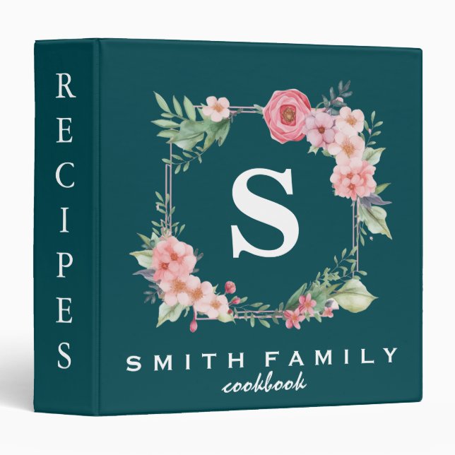 Personalized Family Monogram Bridal shower Recipe  Binder (Front/Spine)
