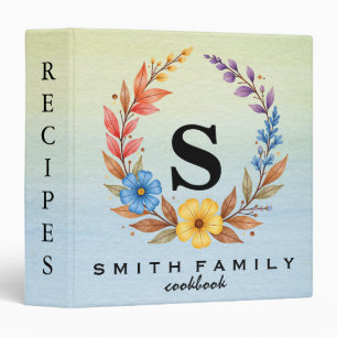 Personalized Family Monogram Bridal shower Recipe  Binder