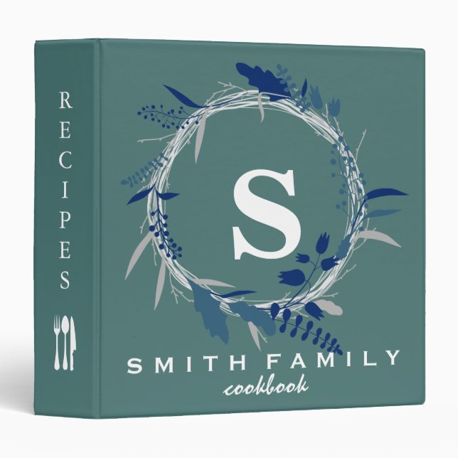 Personalized Family Monogram Bridal shower Recipe Binder (Front/Spine)