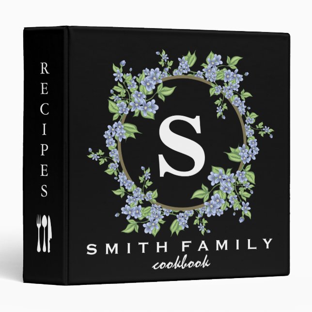Personalized Family Monogram Bridal shower Recipe Binder (Front/Spine)