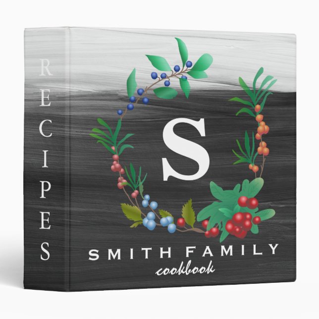 Personalized Family Monogram Bridal shower Recipe  Binder (Front/Spine)