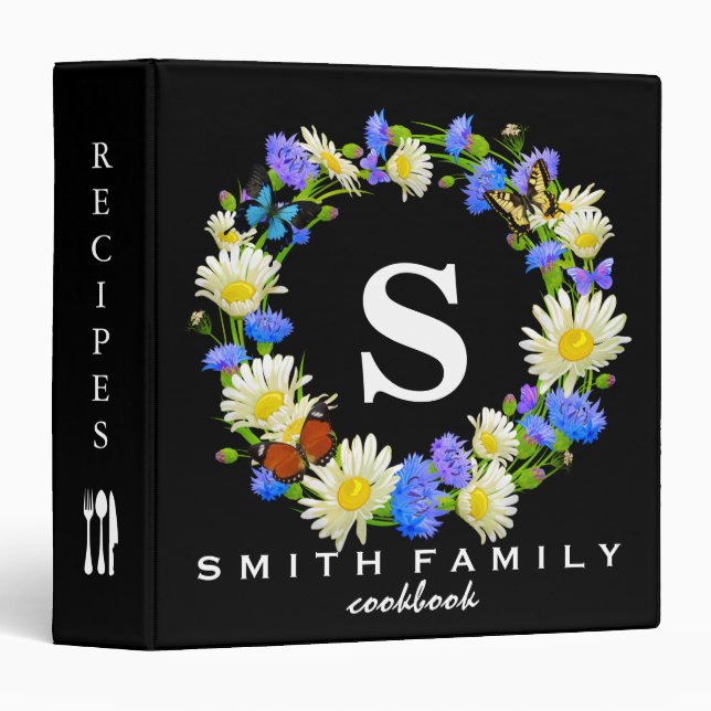 Personalized Family Monogram Bridal shower Recipe Binder (Front/Spine)