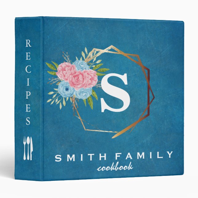 Personalized Family Monogram Bridal shower Recipe  Binder (Front/Spine)