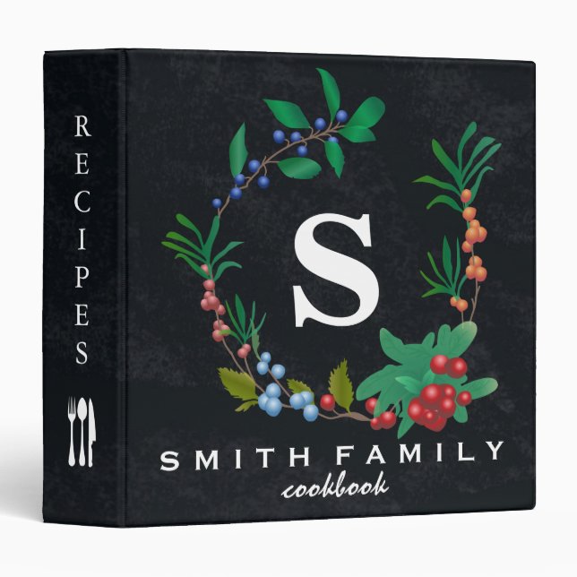 Personalized Family Monogram Bridal shower Recipe Binder (Front/Spine)