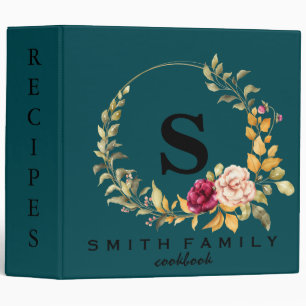 Personalized Family Monogram Bridal shower Recipe Binder