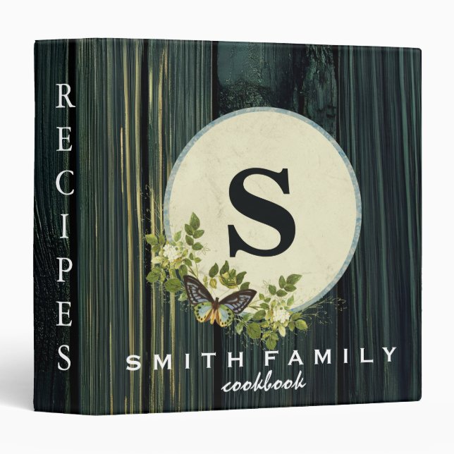 Personalized Family Monogram Bridal shower Recipe  Binder (Front/Spine)