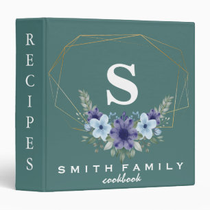 Personalized Family Monogram Bridal shower Recipe Binder
